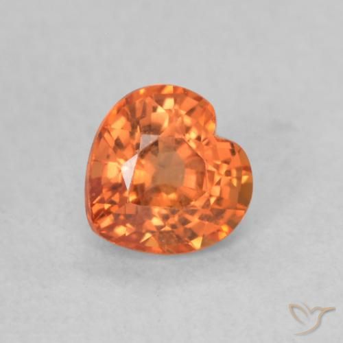 0.53ct Natural fogo laranja Safira, Coração, VS
