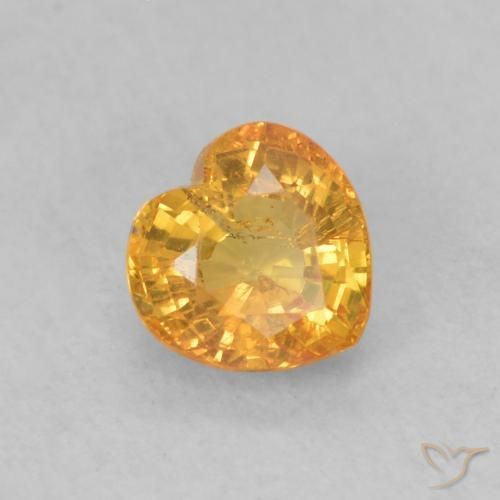Safira Laranja brilhante Natural 0.54ct, Coração, VS