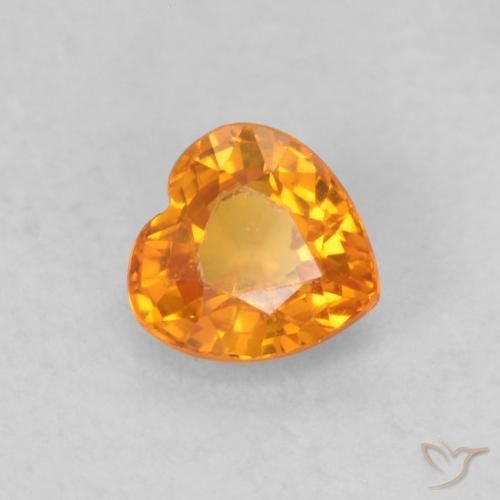 Safira Laranja Médio Natural 0.54ct, Coração, VS