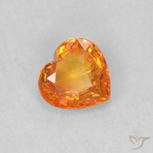 Safira Laranja brilhante Natural 0.42ct, Coração, VS