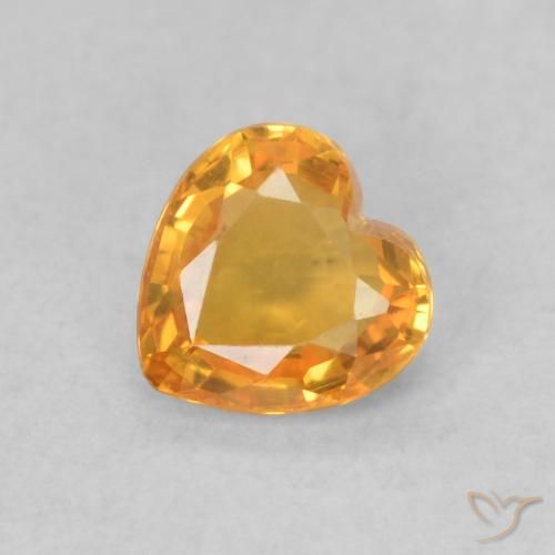 0.45ct Natural damasco laranja Safira, Coração, VVS-VS