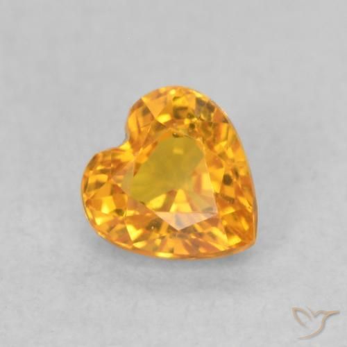 Safira damasco laranja Natural 0.55ct, Coração, VVS-VS