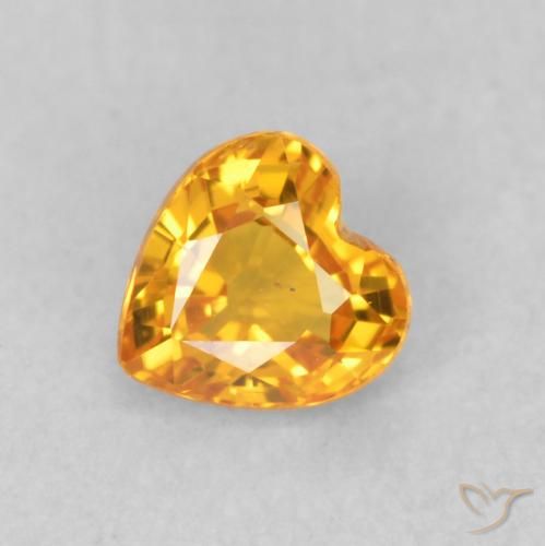 0.48ct Natural Laranja-Ouro Safira, Coração, VS