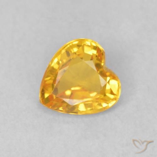 0.43ct Natural Laranja Dourada Safira, Coração, VS