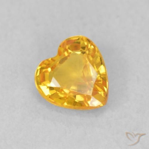 Safira Laranja Dourada Natural 0.43ct, Coração, VS