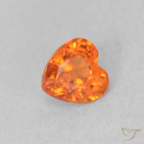 0.39ct Natural fogo laranja Safira, Coração, VS