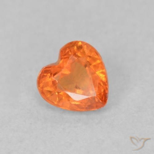 Safira Laranja brilhante Natural 0.42ct, Coração, VS