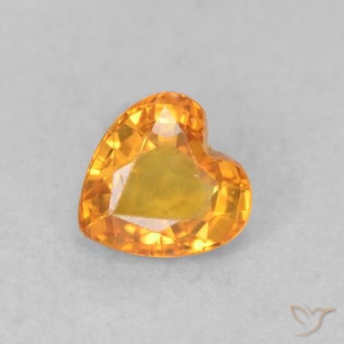 0.39ct Natural damasco laranja Safira, Coração, VS