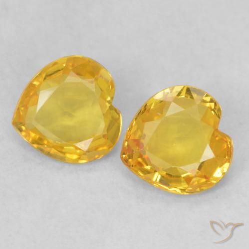 Pedras preciosas de Safira Dourado natural de 0.78 ct, Coração, VS