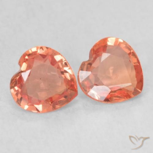 Pedras preciosas de Safira Laranja Vermelho natural de 0.79 ct, Coração, VS