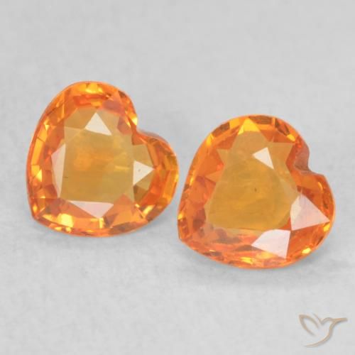 0.76ctw Natural Laranja brilhante Safira, Coração, VVS-VS