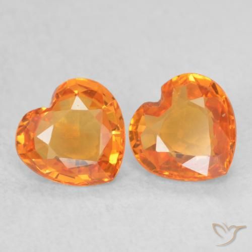 Pedras preciosas de Safira Laranja brilhante natural de 0.76 ct, Coração, VVS-VS