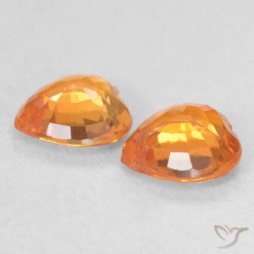 Pedras preciosas de Safira Laranja brilhante natural de 0.76 ct, Coração, VVS-VS