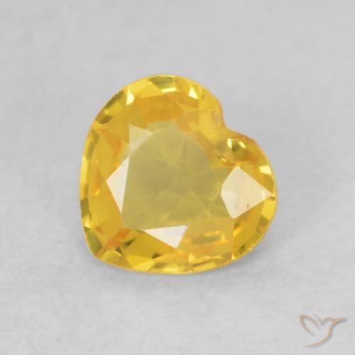 0.39ct Natural Dourado-Laranja Safira, Coração, VVS-VS
