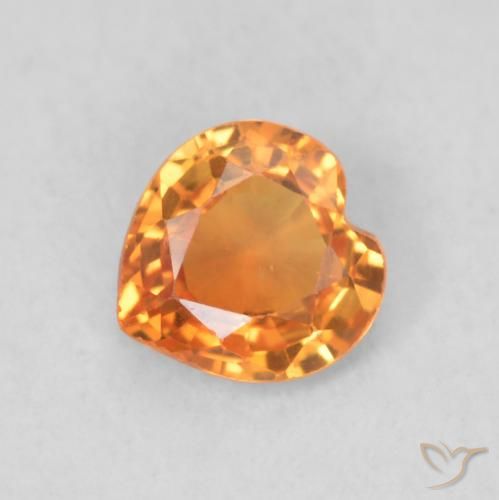 0.40ct Natural Laranja Médio Safira, Coração, VVS-VS