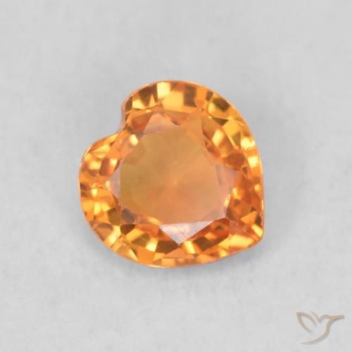 Safira Laranja Médio Natural 0.40ct, Coração, VVS-VS