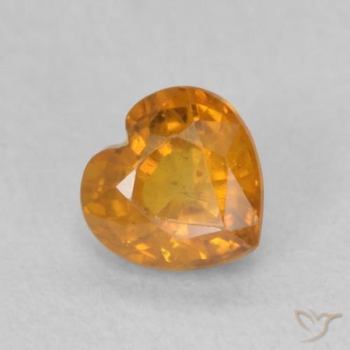 Safira Laranja Profundo-Ouro Natural 0.54ct, Coração, VS