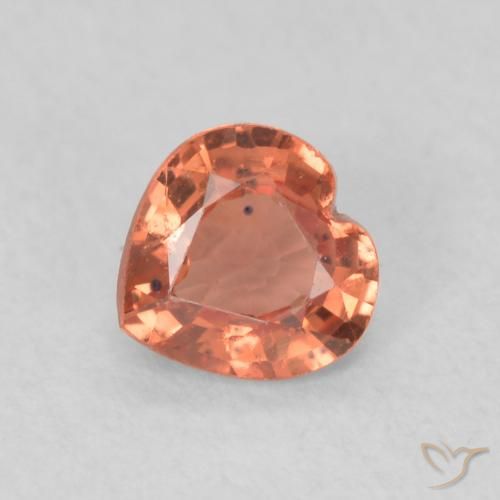0.36ct Natural Laranja Vermelho Safira, Coração, VS