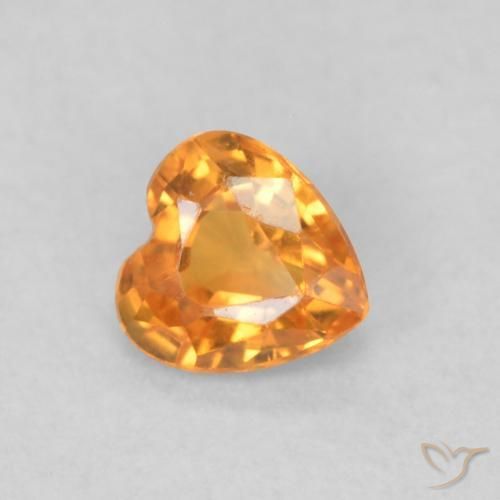 0.35ct Natural Laranja Médio Safira, Coração, VS