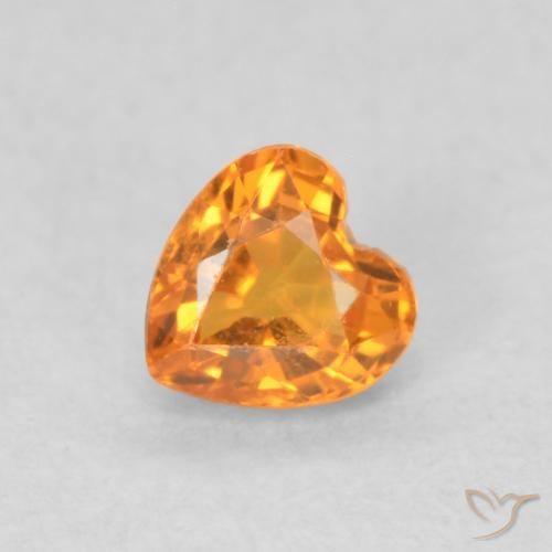 0.38ct Natural damasco laranja Safira, Coração, VS