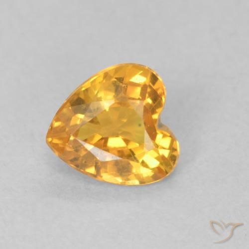 0.47ct Natural Laranja Dourado Profundo Safira, Coração, VVS-VS