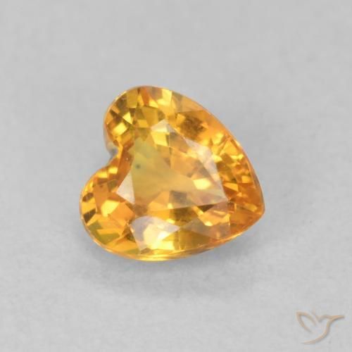 Safira Laranja Dourado Profundo Natural 0.47ct, Coração, VVS-VS