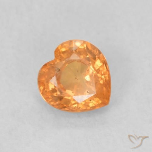 Safira Laranja brilhante Natural 0.48ct, Coração, VS