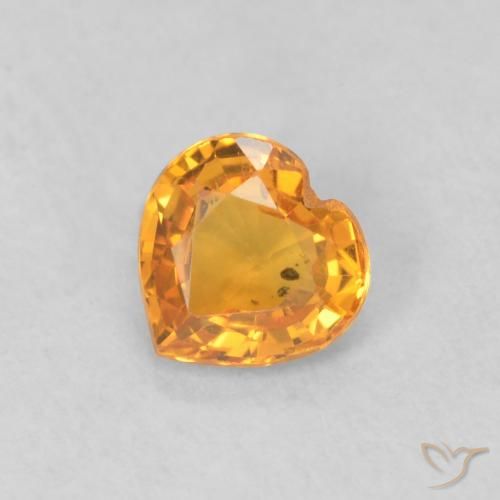 0.40ct Natural Laranja Intenso Safira, Coração, VS