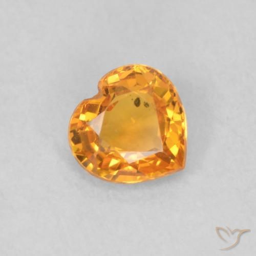 Safira Laranja Intenso Natural 0.40ct, Coração, VS