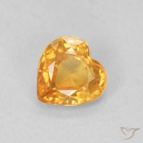 0.47ct Natural Laranja-Ouro Safira, Coração, VS