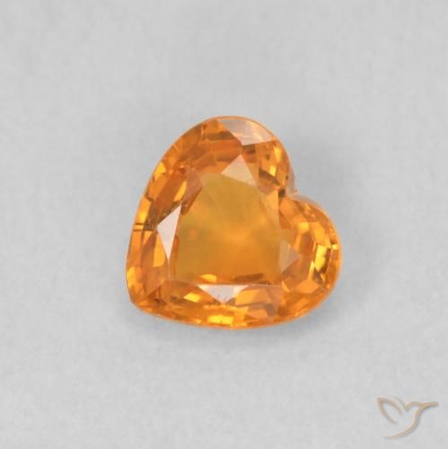 0.37ct Natural Laranja Médio Safira, Coração, VVS-VS