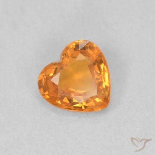 Safira Laranja Médio Natural 0.37ct, Coração, VVS-VS