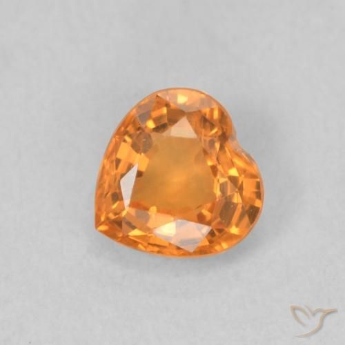 0.46ct Natural Laranja Médio Safira, Coração, VVS-VS