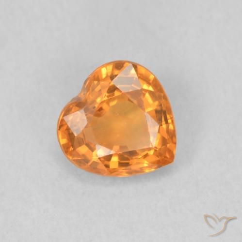 Safira Laranja Médio Natural 0.46ct, Coração, VVS-VS
