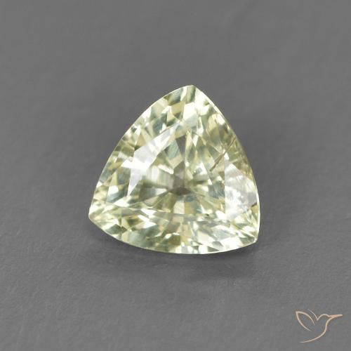 Safira Verde Limão Pálido Natural 0.66ct, Trilhão, VS