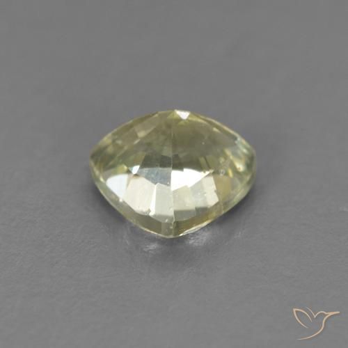 Safira Verde Limão Pálido Natural 0.66ct, Trilhão, VS