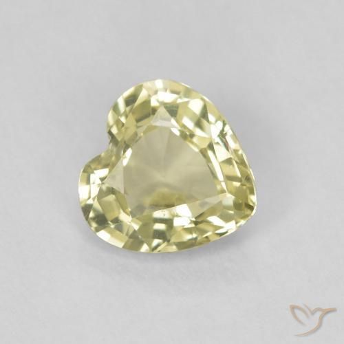 0.72ct Natural Amarelo Esverdeado Claro Safira, Coração, VVS-VS