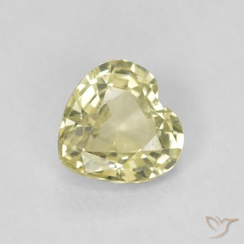 Safira Amarelo Esverdeado Claro Natural 0.72ct, Coração, VVS-VS