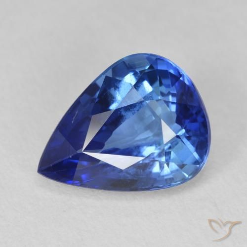 Safira Azul escuro médio Natural 3.55ct, Formato de pêra, VVS-VS