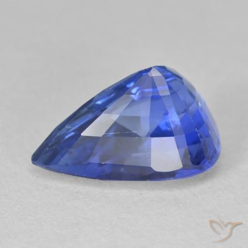Safira Azul escuro médio Natural 4.59ct, Formato de pêra, VS
