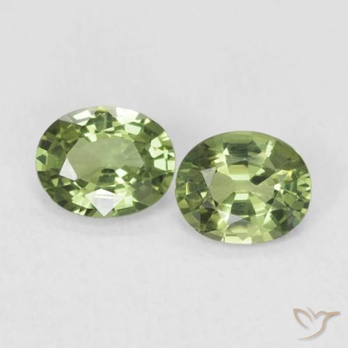 Pedras preciosas de Safira verde quente natural de 0.74 ct, oval, VVS-VS