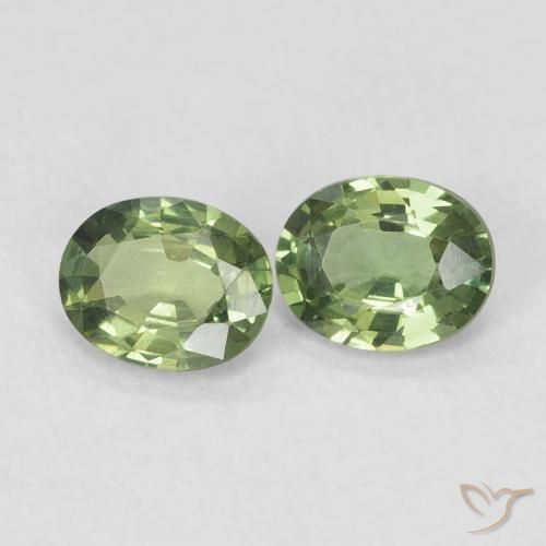 Pedras preciosas de Safira Verde floresta natural de 0.75 ct, oval, VVS-VS