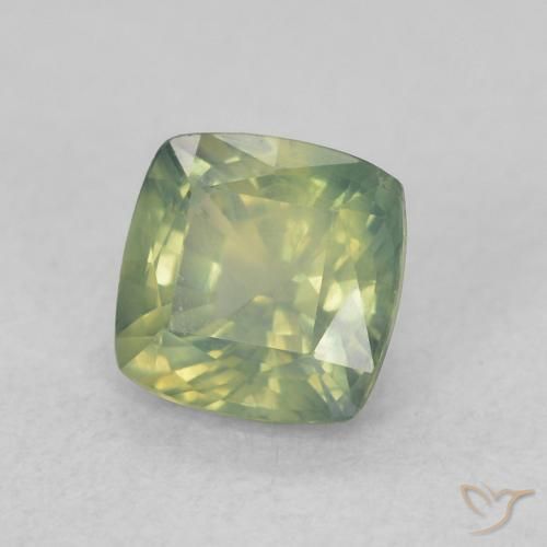 Safira verde quente Natural 0.76ct, Almofada, VS