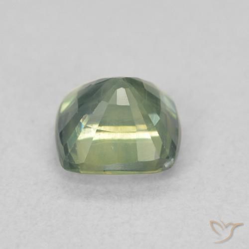 Safira verde quente Natural 0.76ct, Almofada, VS