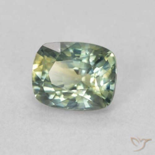 Safira Azul verde Natural 0.64ct, Almofada, VS