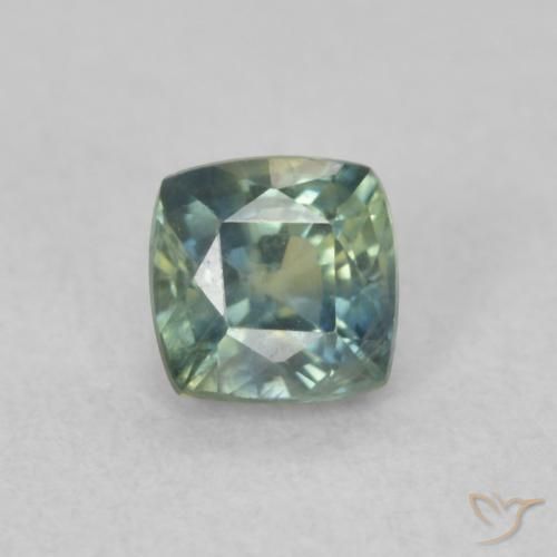 0.56ct Natural Médio Azul Verde Safira, Almofada, VS