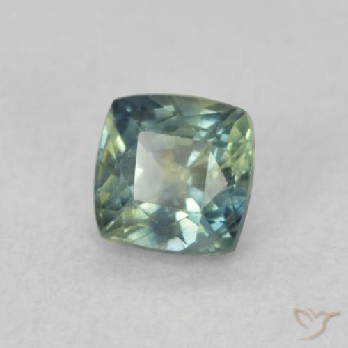 Safira Médio Azul Verde Natural 0.56ct, Almofada, VS
