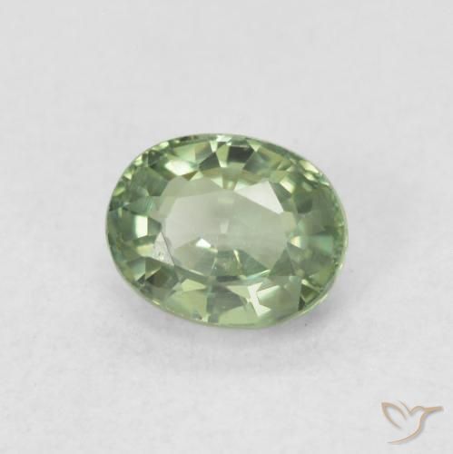 Safira Verde Sábio Claro Natural 0.56ct, oval, VVS-VS