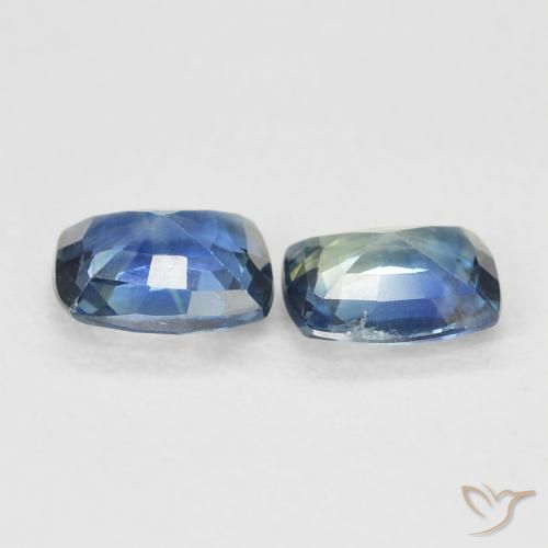 Pedras preciosas de Safira Médio Azul Verde natural de 1.31 ct, Almofada, VS