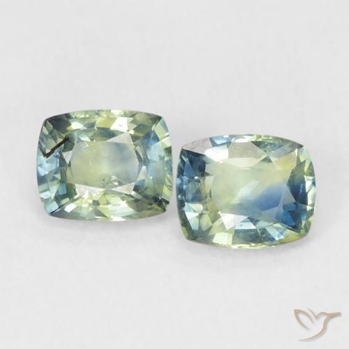 1.45ctw Natural Azul verde Safira, Almofada, VS